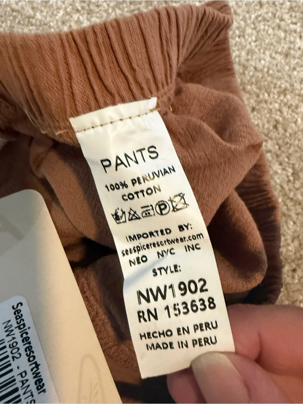 NWT Sea Spice Swim Cotton Cover-Up Wide Leg Split-Side Pants in Camel